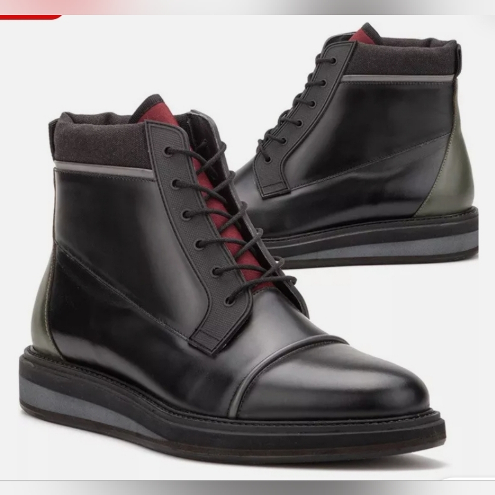 Vintage Foundry Co. Garnet Black Leather Lace Up Boots Size 10.5 Men's